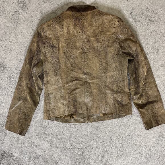 Alfani Leather Snake Print Jacket Women's M Full Zip Moto Style Pockets - Picture 5 of 8
